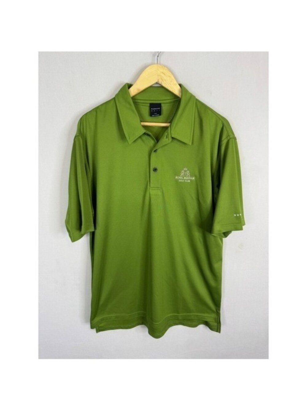 Dunning Golf Royal Mayfair Golf Club Polo Shirt Green Mens Medium Microfiber